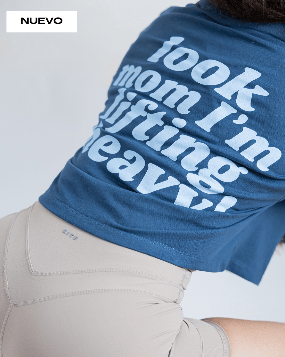 CAMISETA CROP TOP LOOK MOM – AZUL