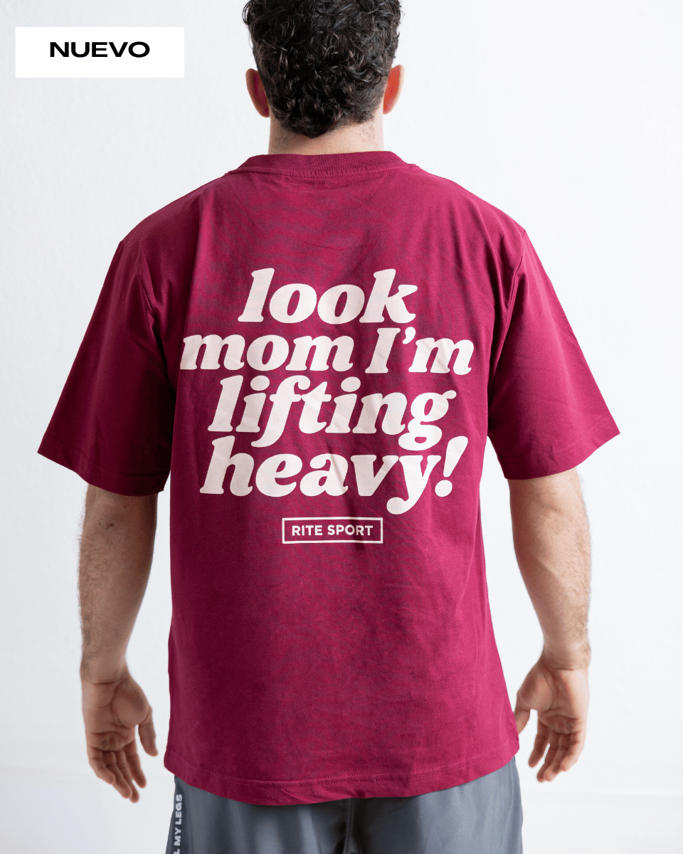 CAMISETA UNISEX OVERSIZE LOOK MOM – GRANATE