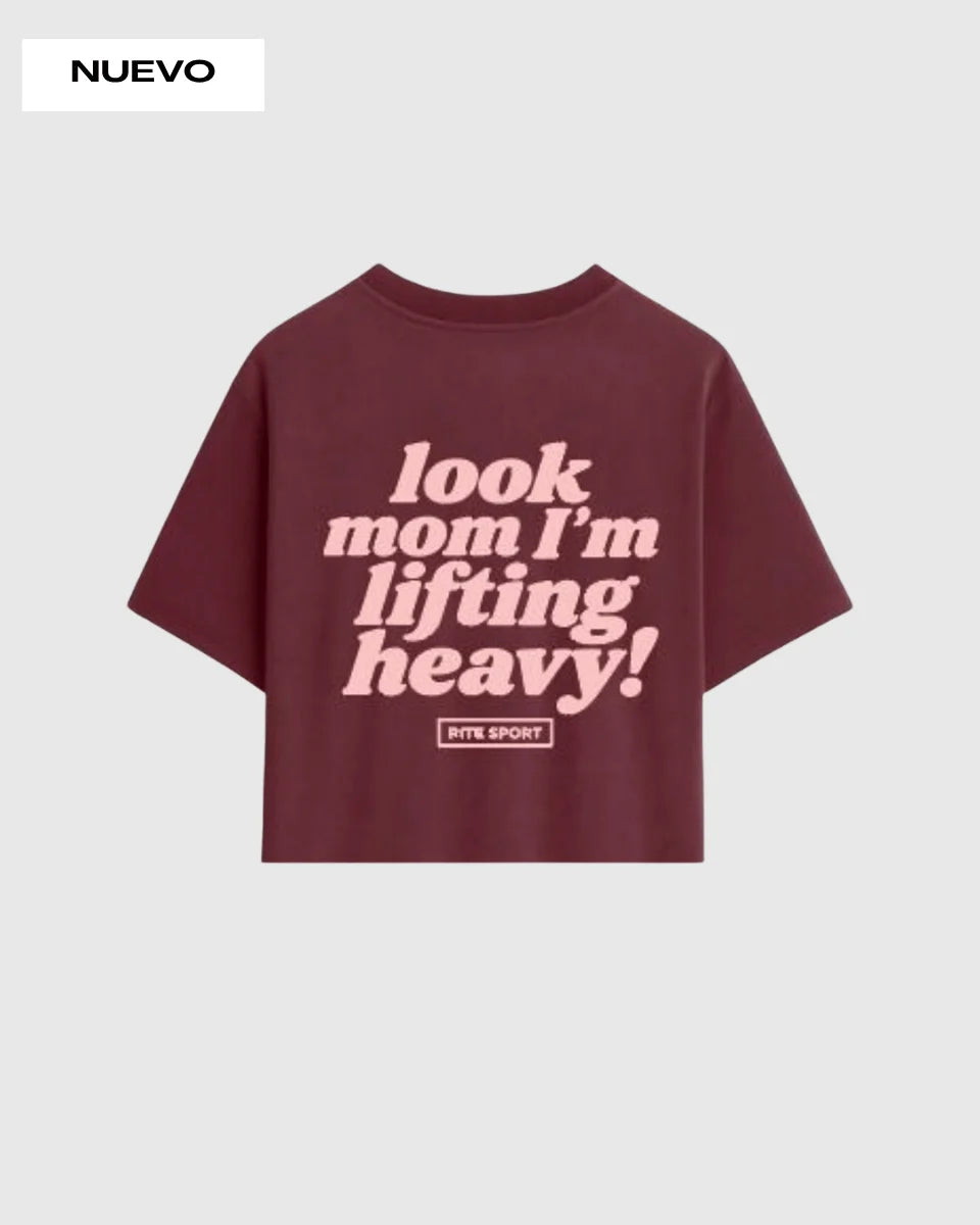 CAMISETA CROP TOP LOOK MOM – GRANATE