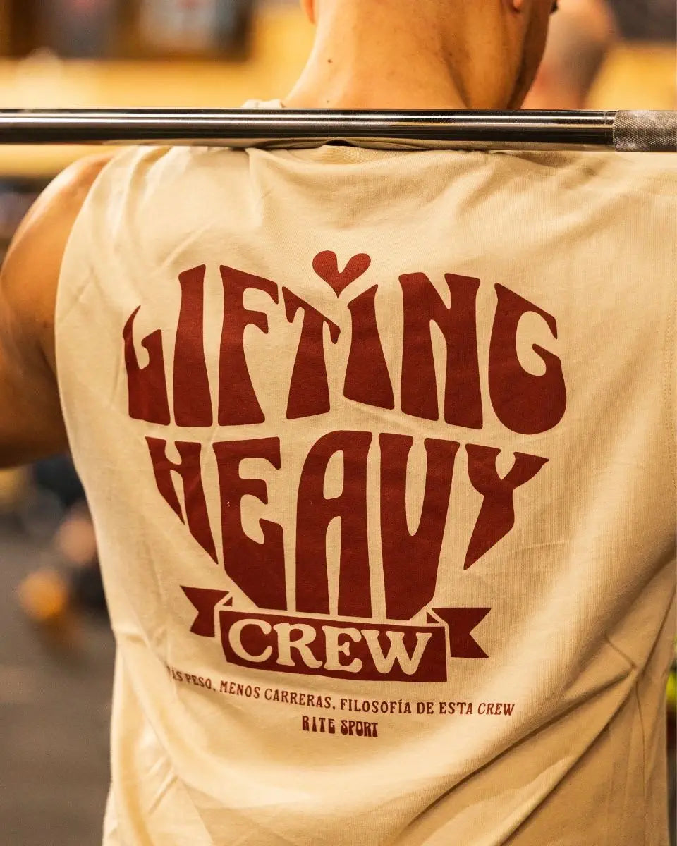 LIFTING HEAVY- CAMISETA MARRON UNISEX