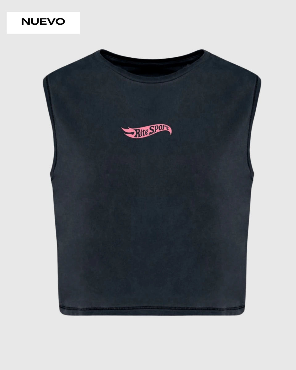 CAMISETA CHICA SIN MANGAS RITE GIRLS – NEGRO VINTAGE
