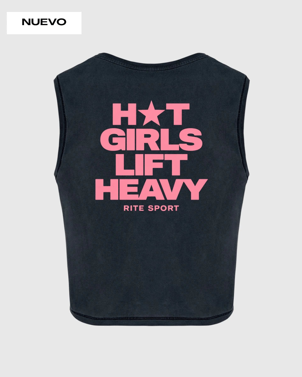 CAMISETA CHICA SIN MANGAS RITE GIRLS – NEGRO VINTAGE