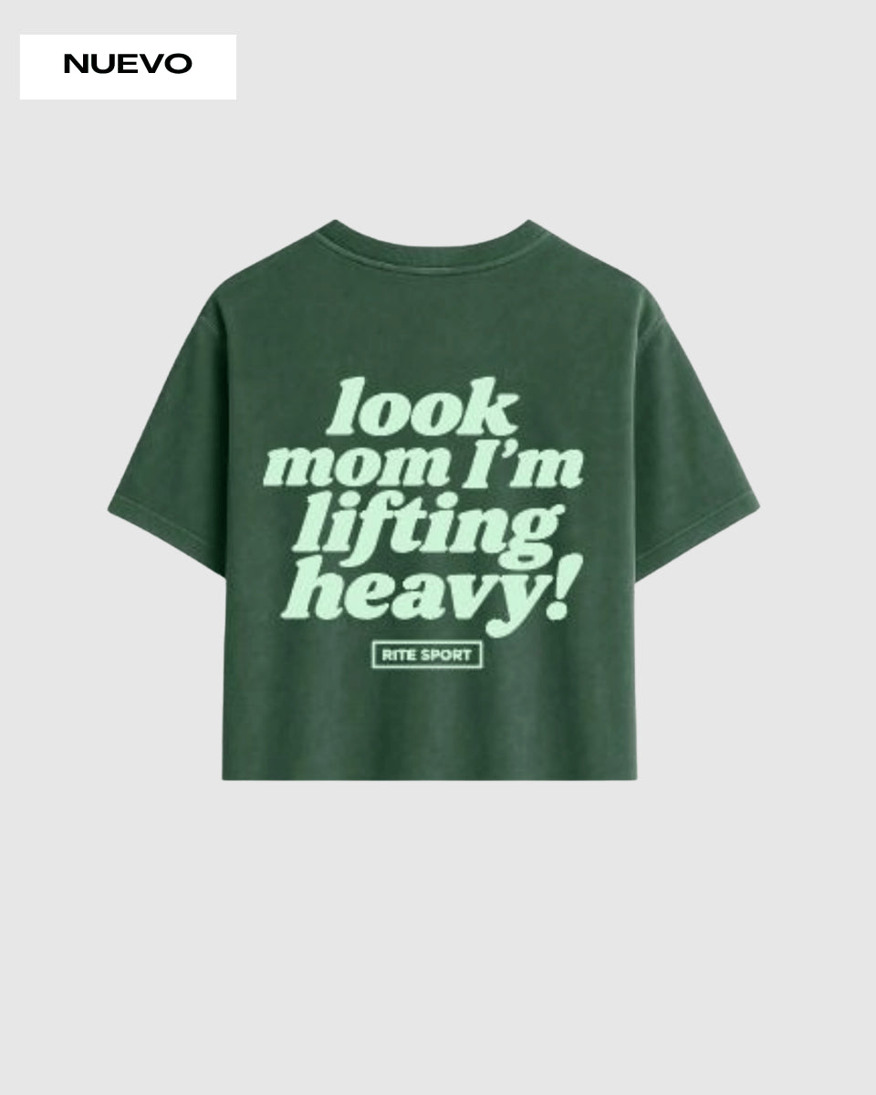 CAMISETA CROP TOP LOOK MOM – VERDE DESGASTADO