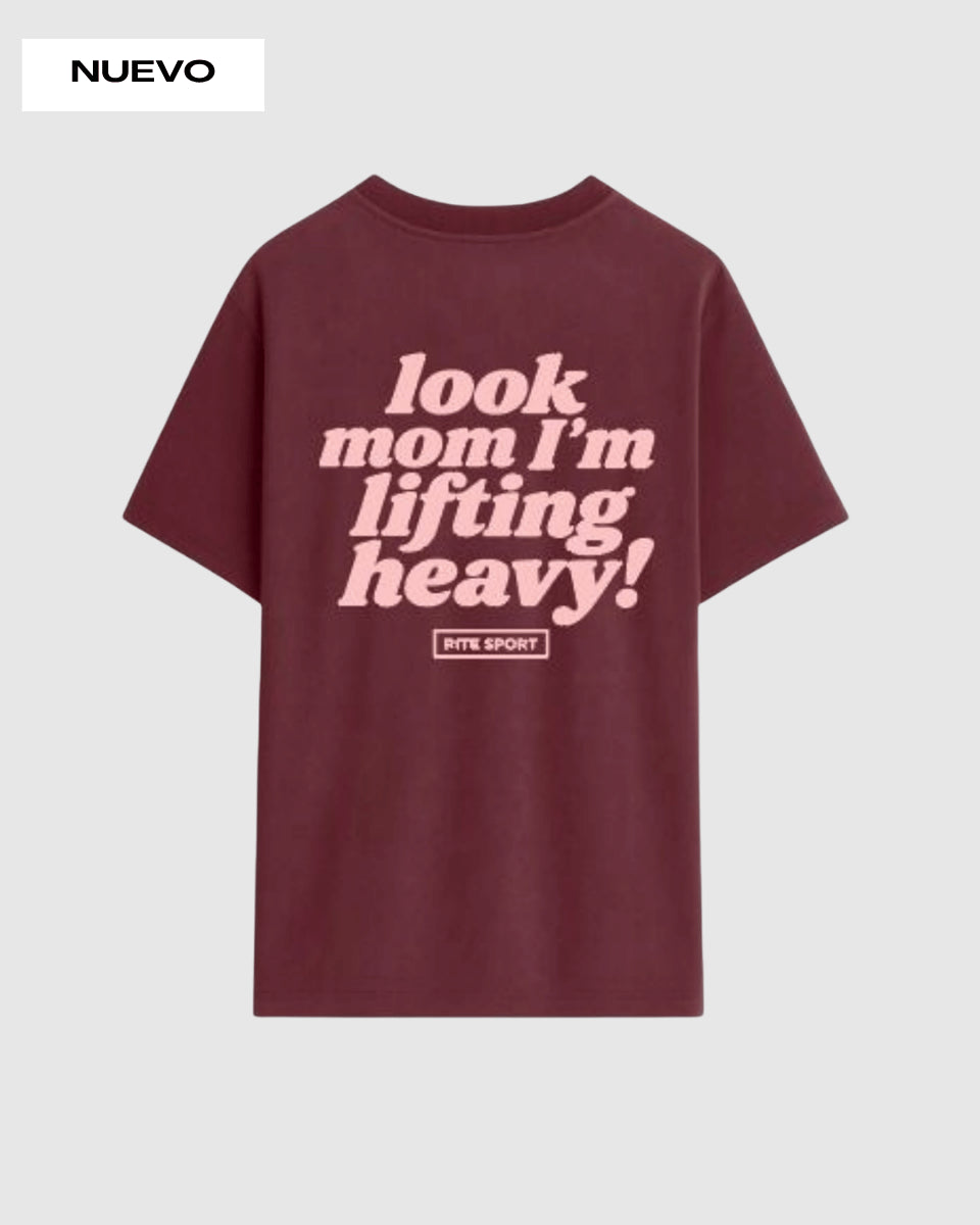 CAMISETA UNISEX OVERSIZE LOOK MOM – GRANATE