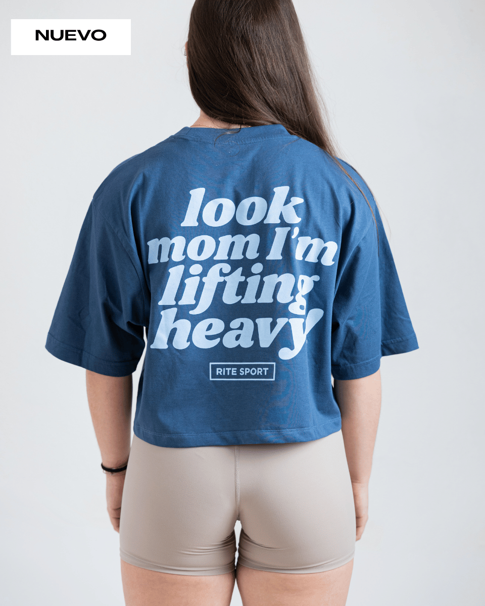 CAMISETA CROP TOP LOOK MOM – AZUL