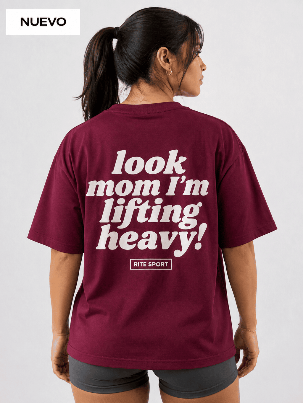 CAMISETA UNISEX OVERSIZE LOOK MOM – GRANATE