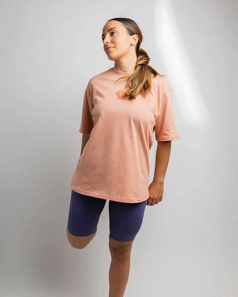 LIFTING HEAVY- CAMISETA OVERSIZE CORAL
