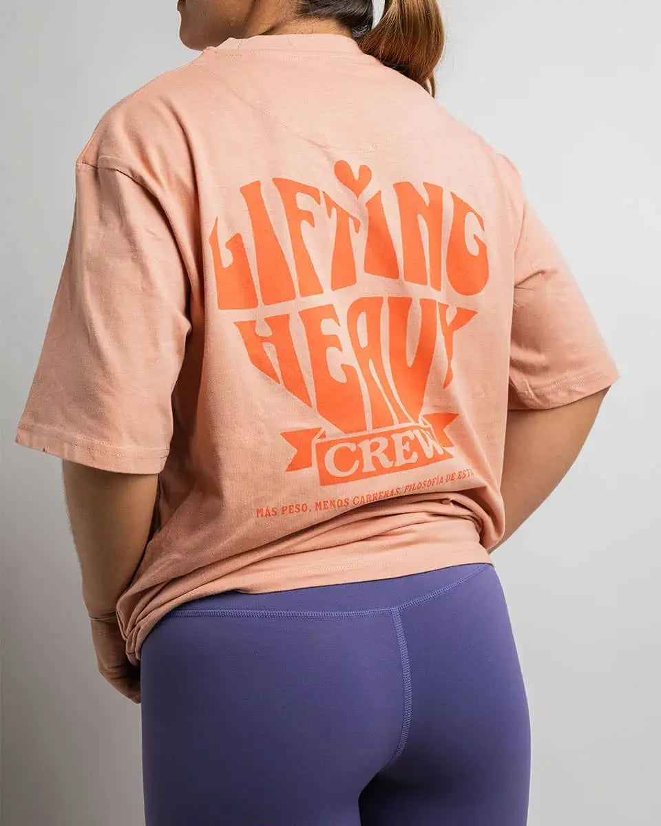 LIFTING HEAVY- CAMISETA OVERSIZE CORAL