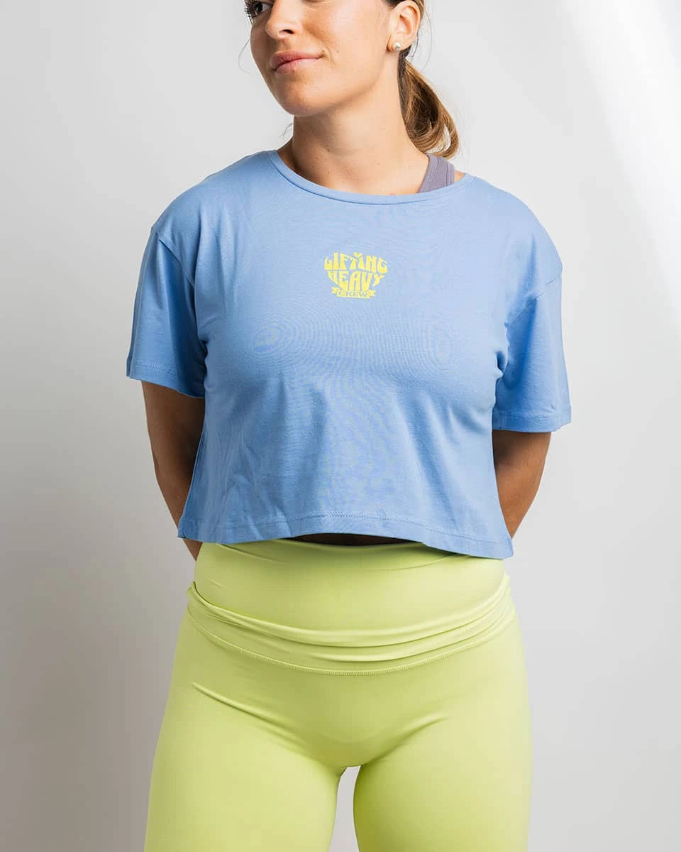 LIFTING HEAVY- CAMISETA CROP TOP AZUL