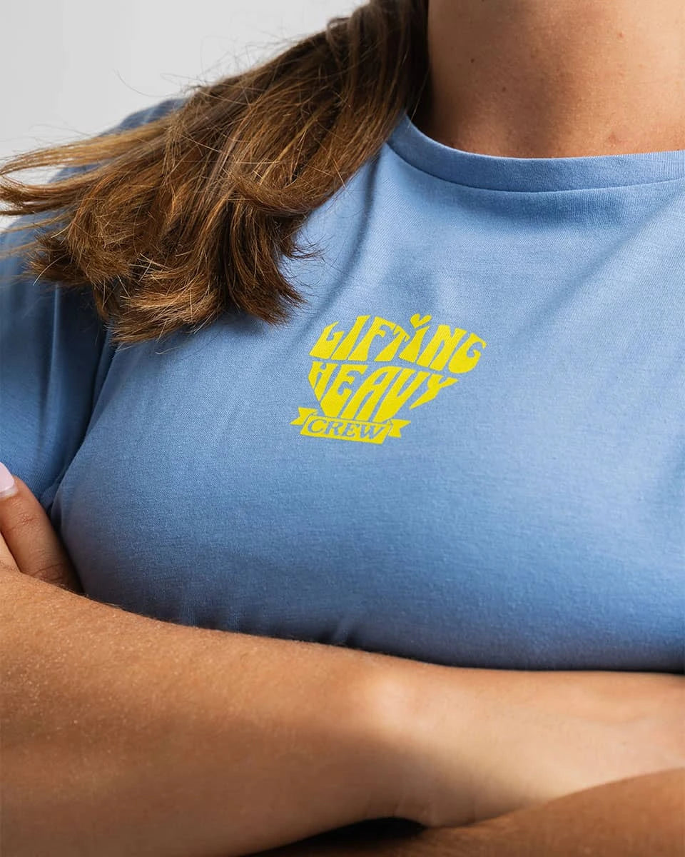 LIFTING HEAVY- CAMISETA CROP TOP AZUL