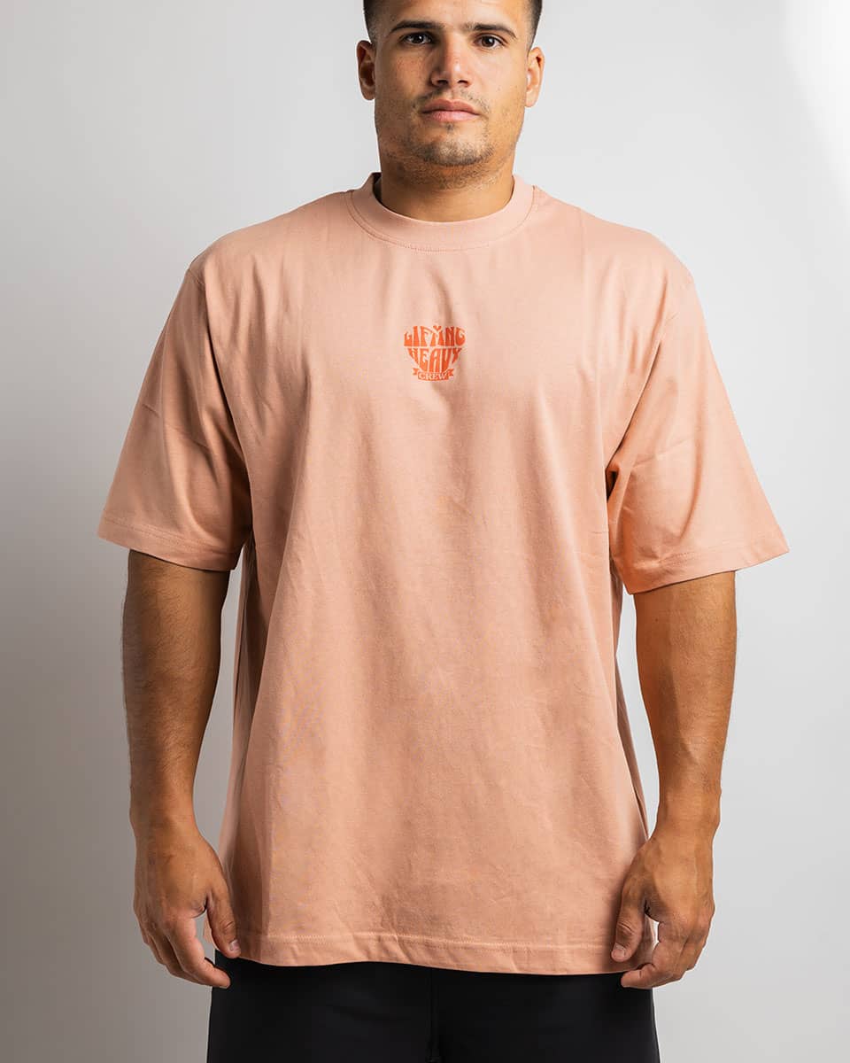 LIFTING HEAVY- CAMISETA OVERSIZE CORAL