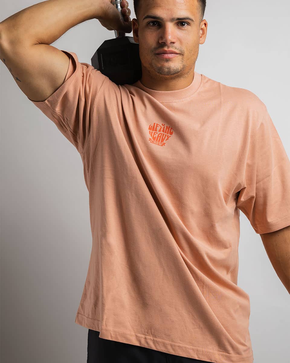LIFTING HEAVY- CAMISETA OVERSIZE CORAL