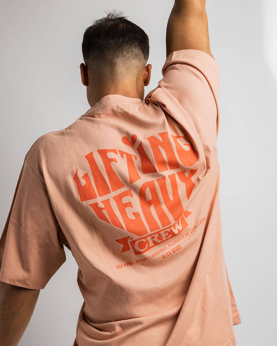 LIFTING HEAVY- CAMISETA OVERSIZE CORAL